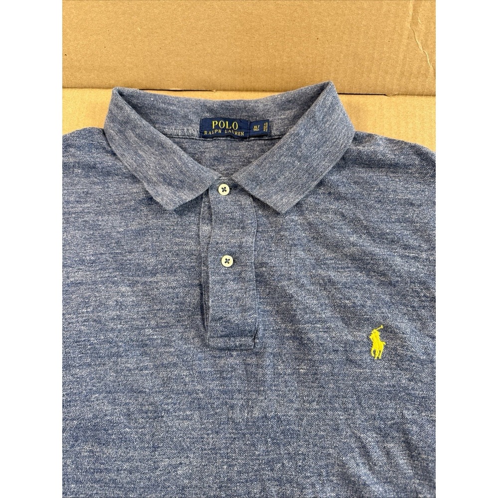 Polo Ralph Lauren Shirt Men XLT Tall Short Sleeve Heather Blue, Pony